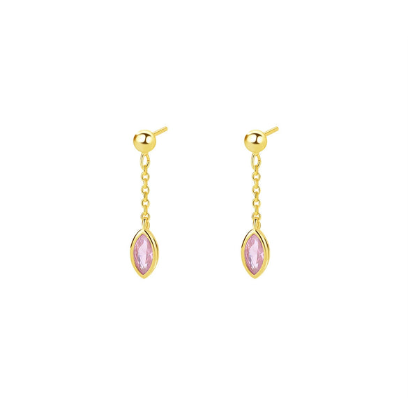 Women's S925 Sterling Silver Drop Shape Colorful Zircon Tassel Light Luxury Simple Earrings