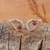 Women's S925 Sterling Silver Drop Shape Opal Garnet Green Agate Gem Set Earrings