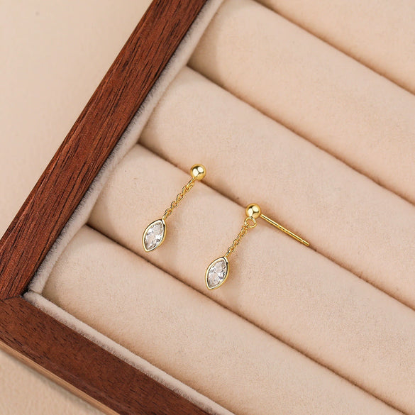 Women's S925 Sterling Silver Drop Shape Zirconium Minimalist Earrings