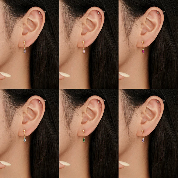 Women's S925 Sterling Silver Drop Shape Zirconium Minimalist Earrings