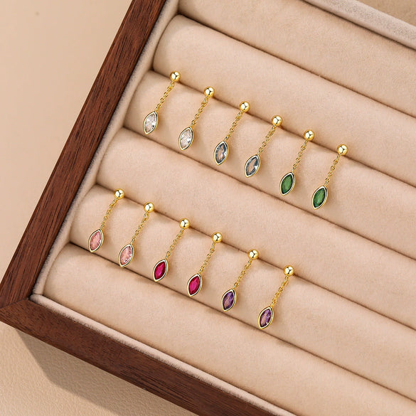 Women's S925 Sterling Silver Drop Shape Zirconium Minimalist Earrings