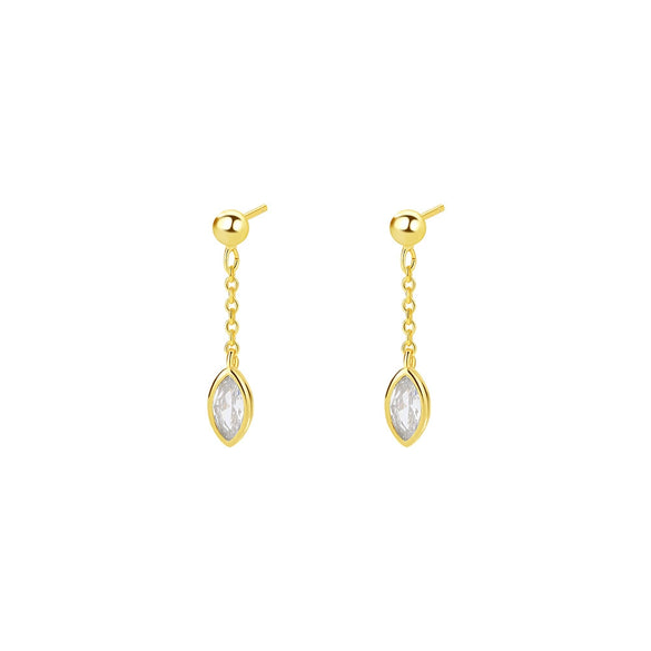 Women's S925 Sterling Silver Drop Shape Zirconium Minimalist Earrings