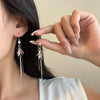 Women's S925 Sterling Silver Elegant Leaf Long Tassel Earrings With Distinctive Floral Plant Design