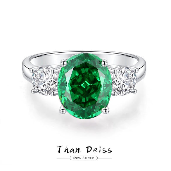 Women's S925 Sterling Silver Emerald Ring With High Carbon Diamond Geometric Style Raydean Cut Ice Flower Cut Pigeon Egg Zircon