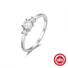 Women's S925 Sterling Silver Fashionable Lovely Pearl Zircon Ring With Geometric Design And Inlaid Zircon Treatment