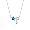 Women's S925 Sterling Silver Fivepointed Star Necklace With Austrian Crystal And Cross Chain