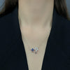 Women's S925 Sterling Silver Fivepointed Star Necklace With Austrian Crystal And Cross Chain