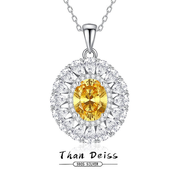 Women's S925 Sterling Silver Floral Oval Diamond Inlaid Light Luxury Geometric Necklace With Cross Chain