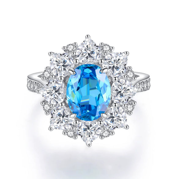Women's S925 Sterling Silver Flower Pattern Electroplated Ring