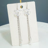 Women's S925 Sterling Silver Flower Tassel Threader Earrings Elegant Floral Ear Line Drop Earrings