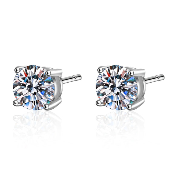 Women's S925 Sterling Silver Fourclaw Electroplated Geometric Moissanite Earrings