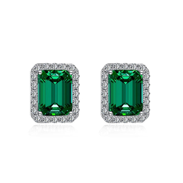 Women's S925 Sterling Silver Fourleaf Clover Butterfly Geometric Emerald Yellow Zirconium Electroplated Earrings