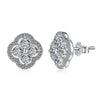 Women's S925 Sterling Silver Fourleaf Clover Zircon Bead Earrings With Flower Pattern And Electroplating Design