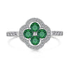 Women's S925 Sterling Silver Fourleaf Clover Zircon Inlaid Electroplated Ring