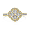 Women's S925 Sterling Silver Fourleaf Clover Zircon Inlaid Electroplated Ring