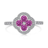 Women's S925 Sterling Silver Fourleaf Clover Zircon Inlaid Electroplated Ring
