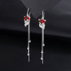 Women's S925 Sterling Silver Fox Round Bead Tassel Threader Earrings Light Luxury Animal Style Elegant Fashion Jewelry