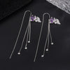 Women's S925 Sterling Silver Fox Round Bead Tassel Threader Earrings Light Luxury Animal Style Elegant Fashion Jewelry