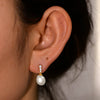 Women's S925 Sterling Silver Freshwater Pearl Geometric Micropaved Zircon Earrings