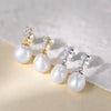 Women's S925 Sterling Silver Freshwater Pearl Geometric Micropaved Zircon Earrings