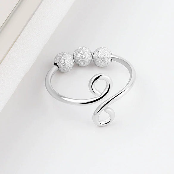 Women's S925 Sterling Silver Frosted Geometric Adjustable Spinner Ring With Electroplated Finish