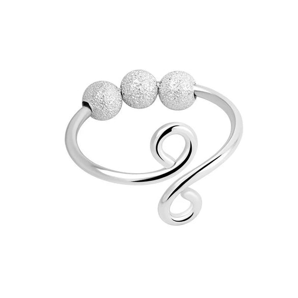 Women's S925 Sterling Silver Frosted Geometric Adjustable Spinner Ring With Electroplated Finish