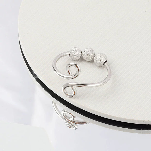 Women's S925 Sterling Silver Frosted Geometric Adjustable Spinner Ring With Electroplated Finish