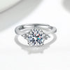 Women's S925 Sterling Silver Geometric Adjustable Ring With Eight Hearts And Arrows Simulated Diamond Electroplated Fashion Jewelry
