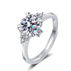 Women's S925 Sterling Silver Geometric Adjustable Ring With Eight Hearts And Arrows Simulated Diamond Electroplated Fashion Jewelry