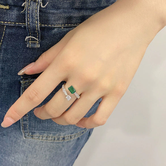 Women's S925 Sterling Silver Geometric Artistic Elegant Light Luxury Spiral Micro Zircon Opening Adjustable Ring With Electroplating