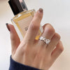 Women's S925 Sterling Silver Geometric Asymmetrical Simple Specialshaped Ring Silver Inlaid
