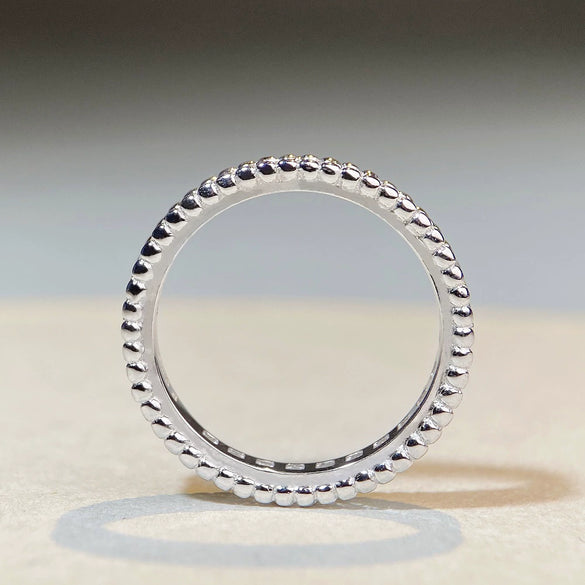 Women's S925 Sterling Silver Geometric Bead Ring With Electroplating