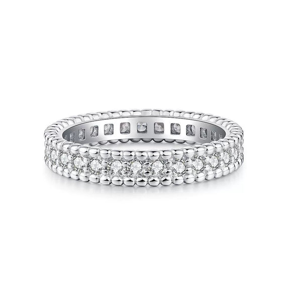 Women's S925 Sterling Silver Geometric Bead Ring With Electroplating