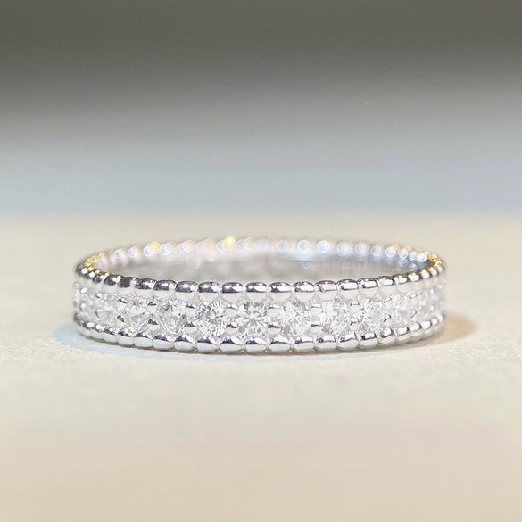 Women's S925 Sterling Silver Geometric Bead Ring With Electroplating