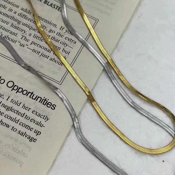 Women's S925 Sterling Silver Geometric Blade Chain Necklace Light Luxury Snake Bone Style Clavicle Chain With Fine Craftsmanship
