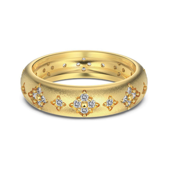Women's S925 Sterling Silver Geometric Brushed Frosted Electroplated Ring