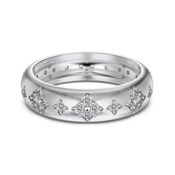 Women's S925 Sterling Silver Geometric Brushed Frosted Electroplated Ring