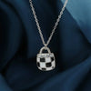Women's S925 Sterling Silver Geometric Checkerboard Pendant Necklace With Black And White Square Clavicle Chain Electroplated Finish