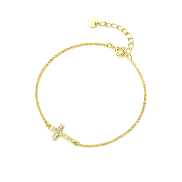 Women's S925 Sterling Silver Geometric Cross Micropaved Bracelet Light Luxury Style