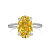 Women's S925 Sterling Silver Geometric Cube Ring With Ice Flower Cut Yellow Zircon Minimalist Style Electroplated
