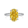 Women's S925 Sterling Silver Geometric Cube Ring With Ice Flower Cut Yellow Zircon Minimalist Style Electroplated