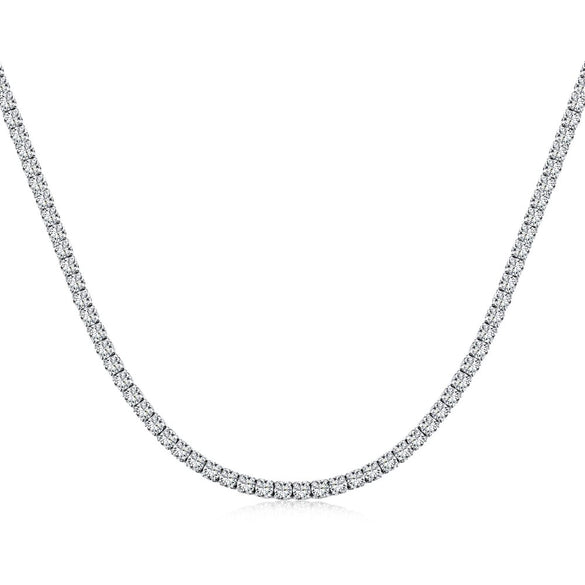 Women's S925 Sterling Silver Geometric Design Electroplating Clavicle Tennis Necklace