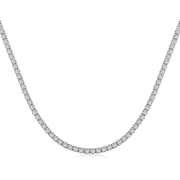 Women's S925 Sterling Silver Geometric Design Electroplating Clavicle Tennis Necklace