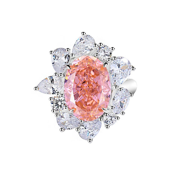 Women's S925 Sterling Silver Geometric Diamond Ring