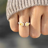 Women's S925 Sterling Silver Geometric Dog Claw Dog Foot Adjustable Ring With Electroplating
