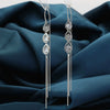 Women's S925 Sterling Silver Geometric Drop Shape Long Tassel Drop Earrings Elegant Fashion Ear Jewelry