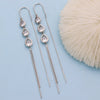 Women's S925 Sterling Silver Geometric Drop Shape Long Tassel Drop Earrings Elegant Fashion Ear Jewelry