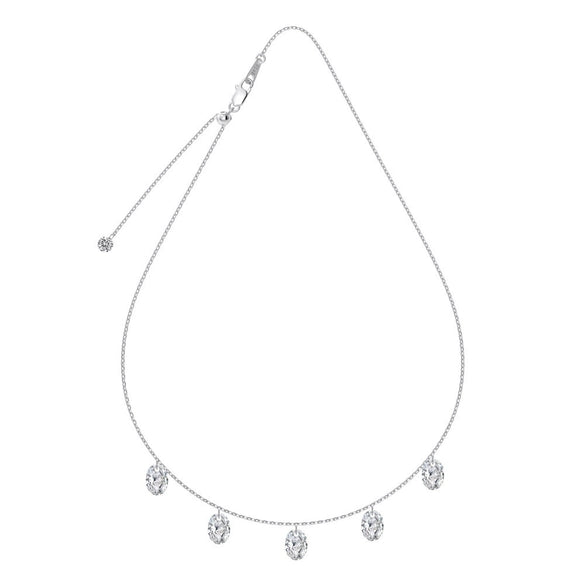 Women's S925 Sterling Silver Geometric Eggshaped Pendant Necklace With Electroplating Clavicle Chain
