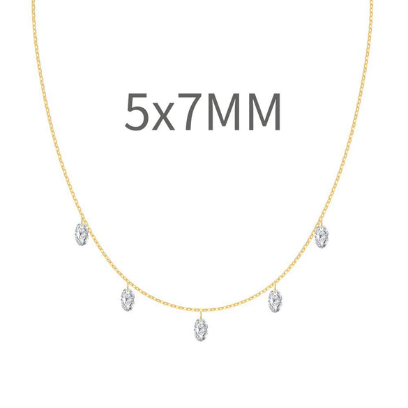 Women's S925 Sterling Silver Geometric Eggshaped Pendant Necklace With Electroplating Clavicle Chain