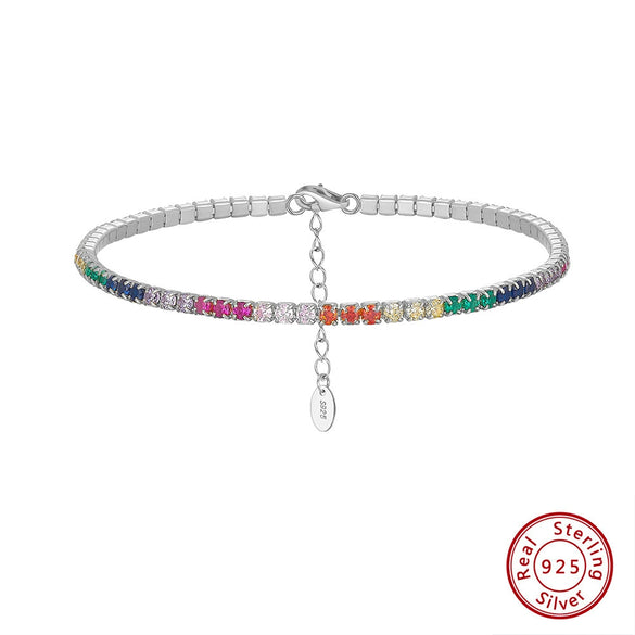 Women's S925 Sterling Silver Geometric Electroplated Tennis Bracelet